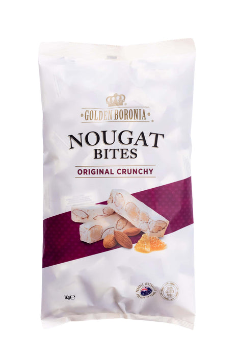 Golden Boronia Nougat Bites Original Crunchy 1kg product packaging
