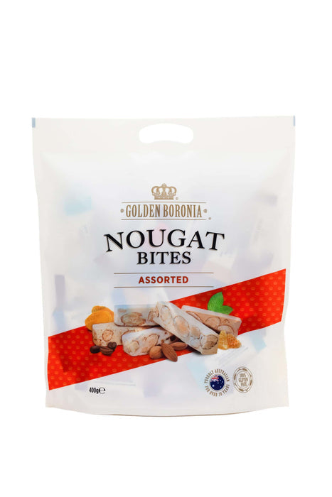 Golden Boronia Nougat Bites Assorted 400g product packaging