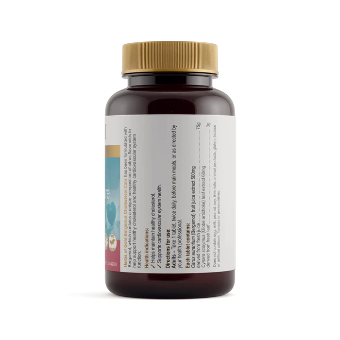 Herbs of Gold Bergamot Cholesterol Care 60 Tablets side label