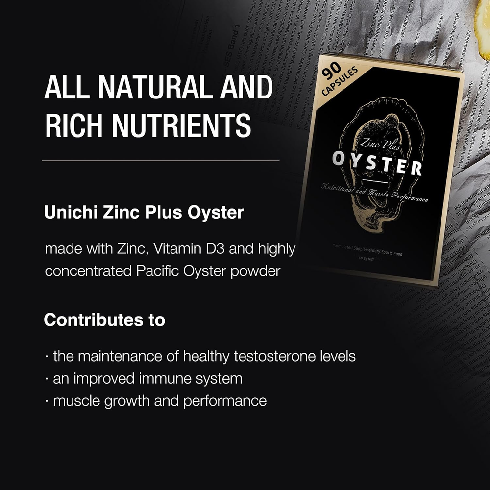 Unichi Zinc Plus Oyster 90 Capsules with zinc vitamin D3 and Pacific oyster powder product information