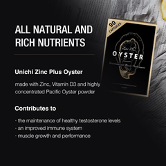 Unichi Zinc Plus Oyster 90 Capsules with zinc vitamin D3 and Pacific oyster powder product information