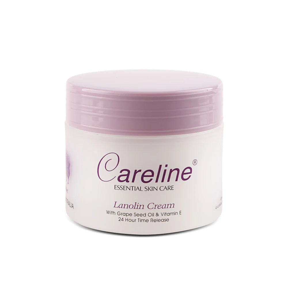 Careline Lanolin Cream with Grape Seed Oil & Vitamin E 100g jar front view