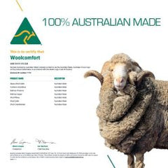 Woolcomfort Crown Wool Quilt 700 GSM King Single 160x210cm Woolcomfort Australian Made wool certification information