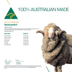 Woolcomfort Crown Wool Quilt 500 GSM King Single 160x210cm Woolcomfort Australian Made wool certification information