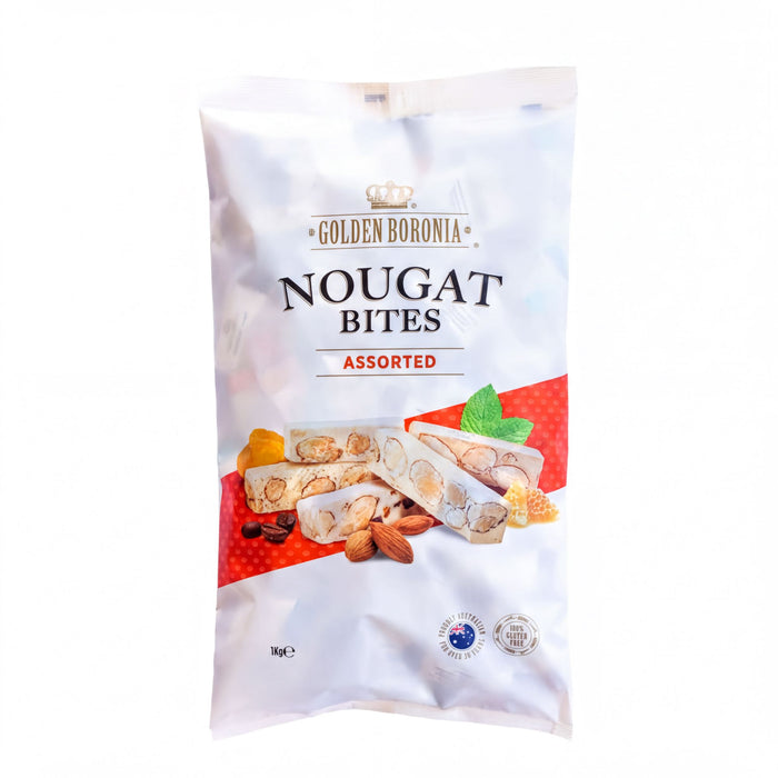 Golden Boronia Nougat Bites Assorted 1kg product packaging