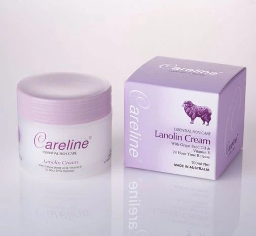 Careline Lanolin Cream with Grape Seed Oil & Vitamin E 100g with packaging