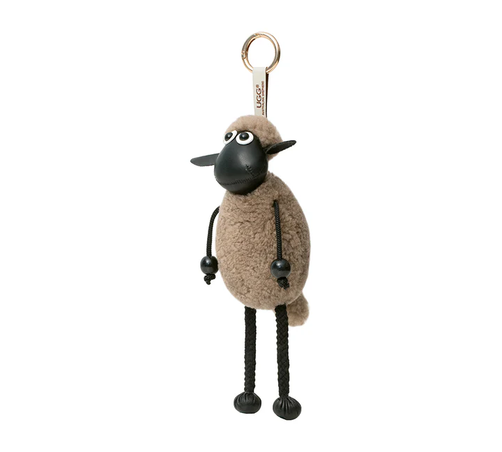 Australian Shepherd Fluffy Sheep Keyring Latte Side View