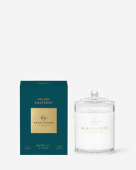 Glasshouse Fragrances Velvet Rhapsody 380g Scented Candle with packaging