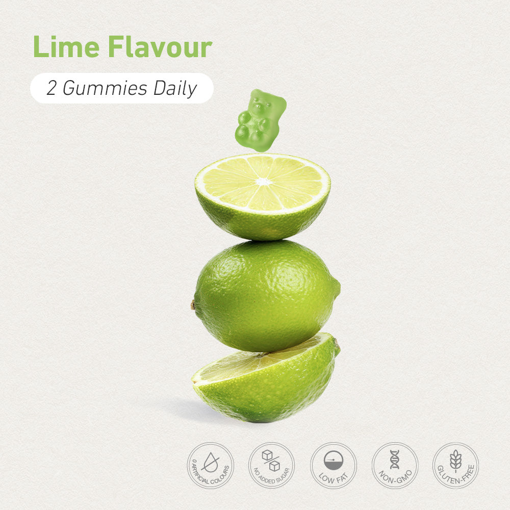 Teddi Lab by Unichi Women's Multi-Nutrient Gummy 60 Gummies Lime flavour and directions image