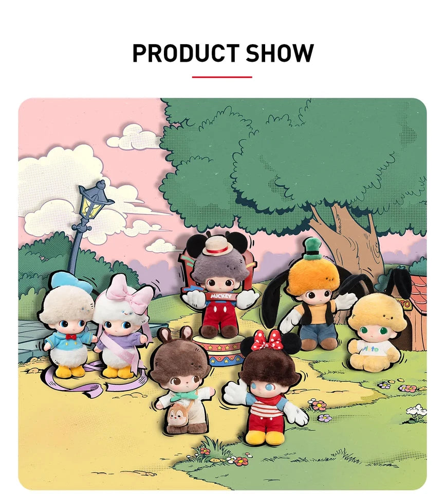 POP MART DIMOO WORLD × DISNEY vinyl plush keychain product display