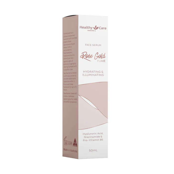 Healthy Care Rose Gold Flake Serum 50ml packaging side view