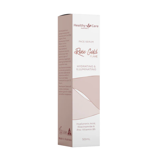 Healthy Care Rose Gold Flake Serum 50ml packaging side view