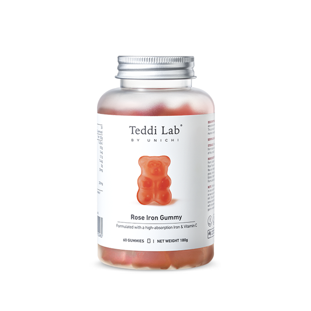 Teddi Lab by Unichi Rose Iron Gummy 60 Gummies bottle front product image
