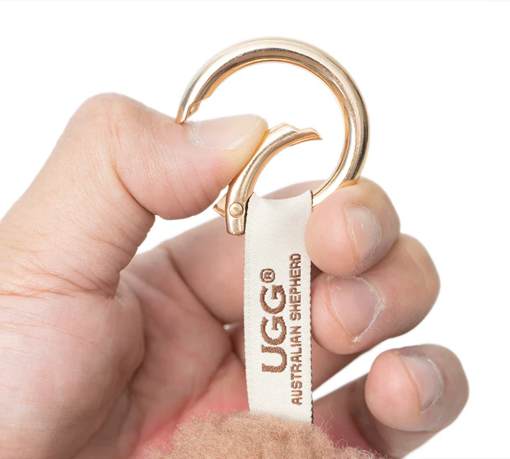 Australian Shepherd Sheep Keyring Gold Clasp Detail