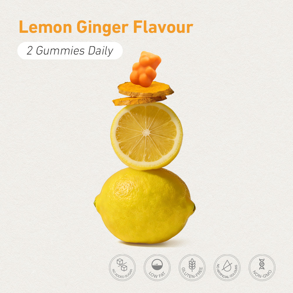 Teddi Lab by Unichi Turmeric Extract Gummy 60 Gummies Lemon Ginger flavour and directions image