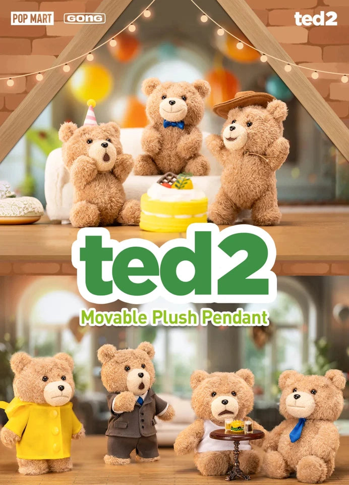 POP MART Ted2 Teddy Bear Action Plush Pendant Single Blind Box (Random)