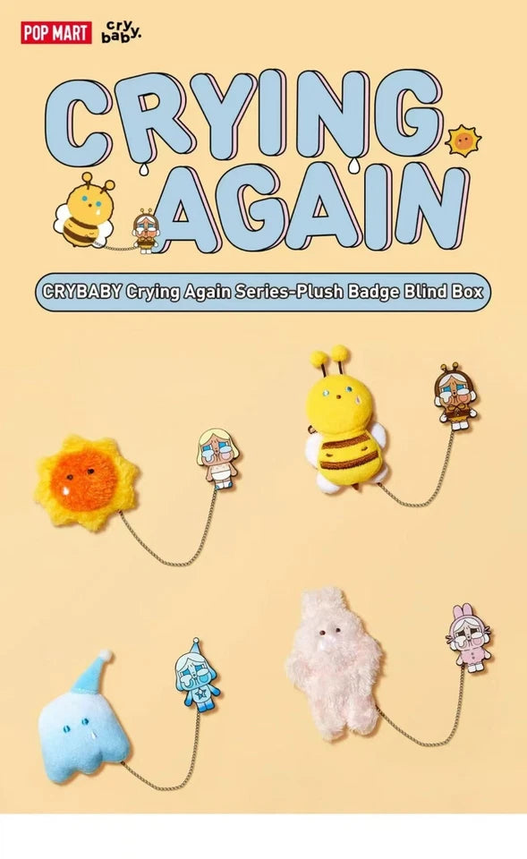 POP MART CRYBABY Crying Again Series-Plush Badge Single Blind Box (Random)