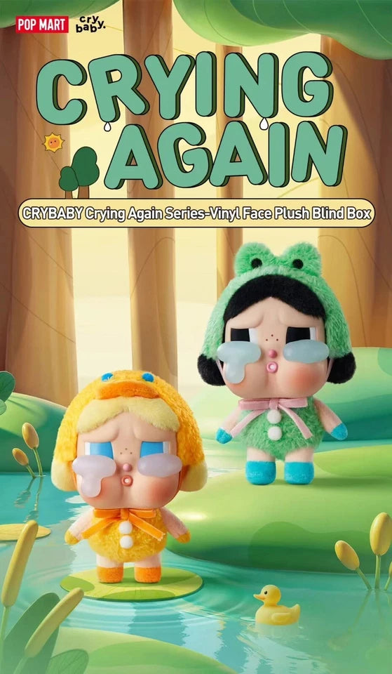 POP MART CRYBABY Crying Again Series vinyl face plush product display