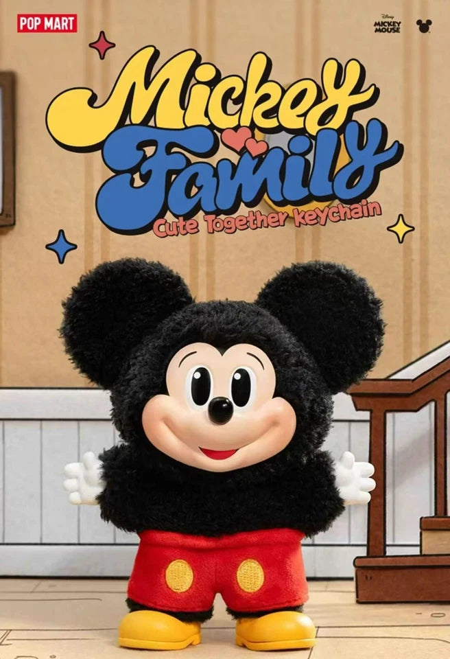 POP MART Mickey Family Cute Together Keychain Series Single Blind Box (Random)