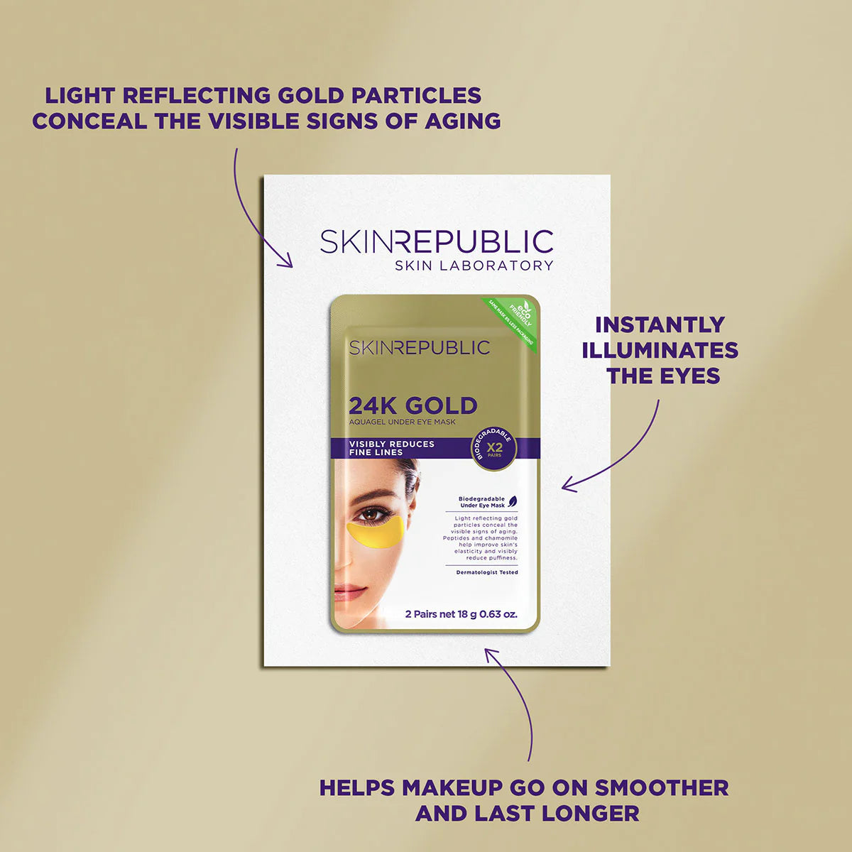 Skin Republic 24K Gold Aquagel Under Eye Mask 2Pairs （10 Pack）