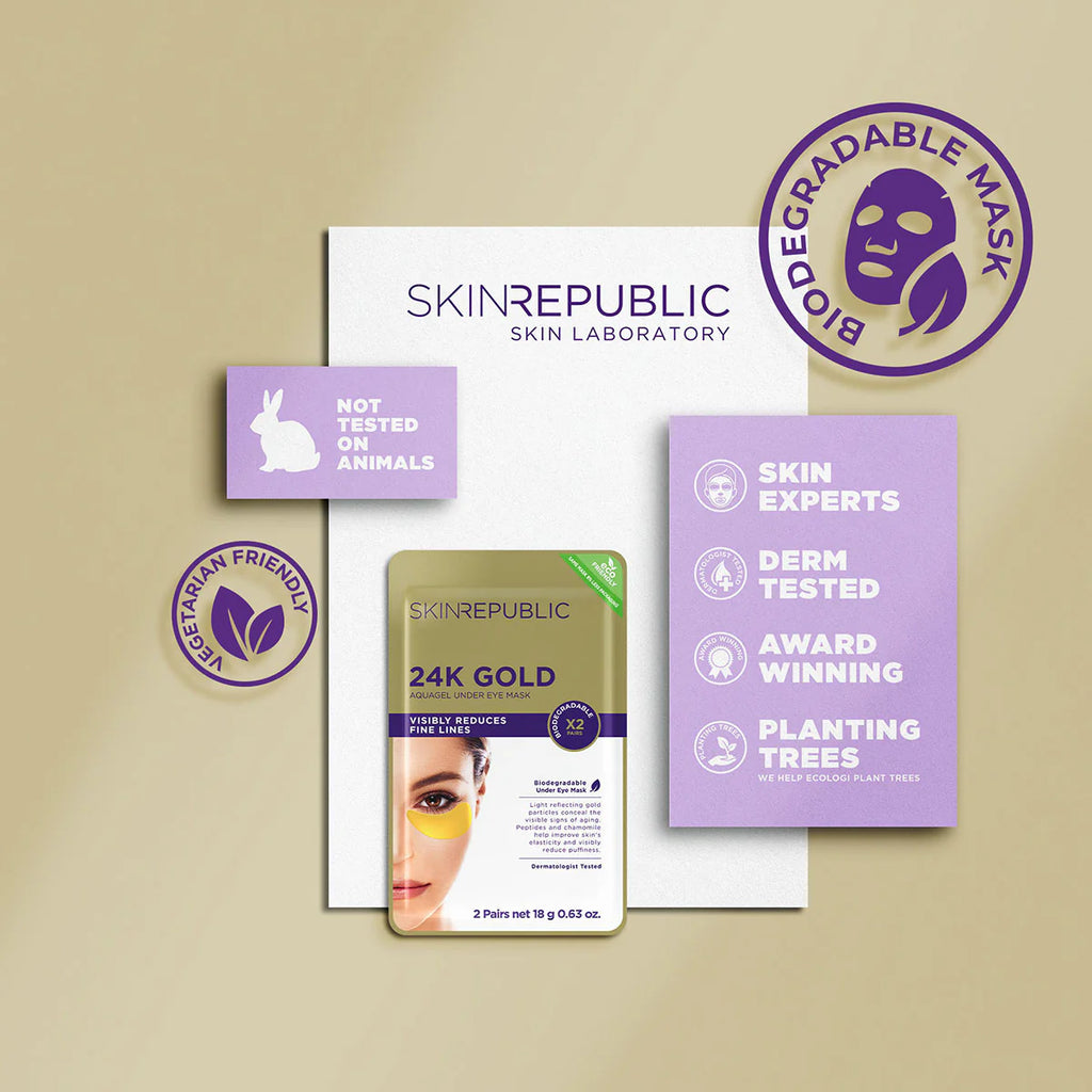 Skin Republic 24K Gold Aquagel Under Eye Mask 2Pairs （10 Pack）