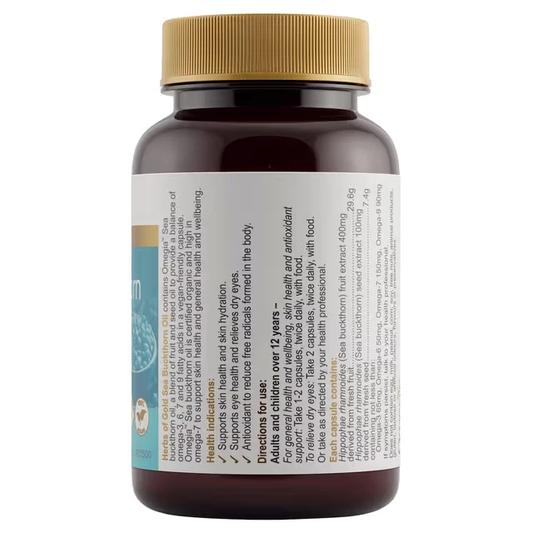 Herbs of Gold Sea Buckthorn Oil 60 Capsules product label