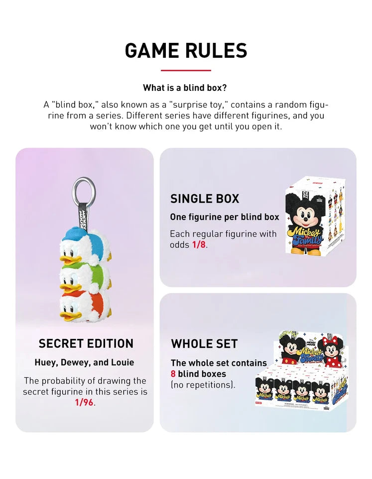 POP MART Mickey Family Cute Together Keychain Series Single Blind Box (Random)