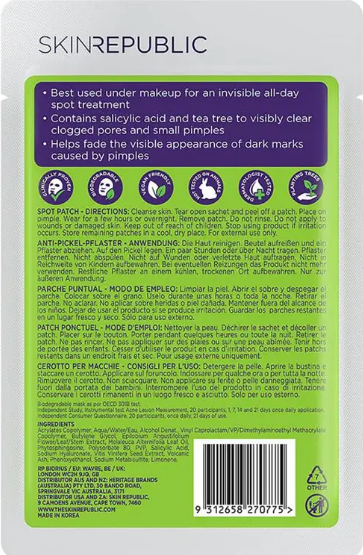 Skin Republic Spot Clear Salicylic Acid Patch ingredients