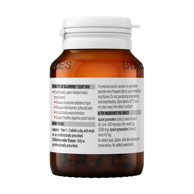 Blackmores Celery 3000 back label