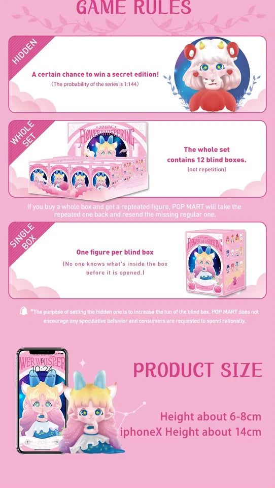 POP MART Zoe Flower Whispering Zodiac Series Single Blind Box (Random)