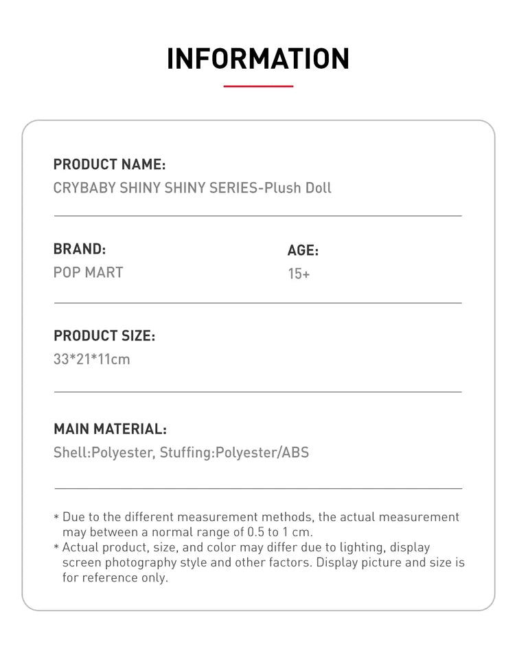 POP MART CRYBABY SHINY SHINY SERIES-Plush Doll (Black)