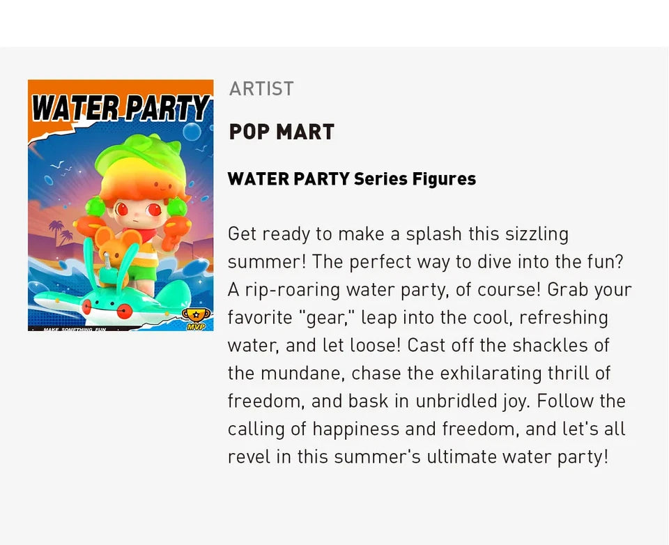 POP MART Water Party Series Figures Single Blind Box (Random)