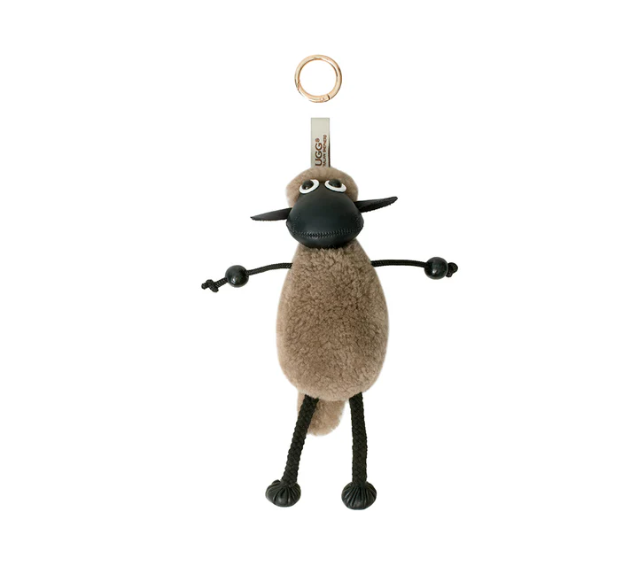 Australian Shepherd Fluffy Sheep Keyring Latte Front View