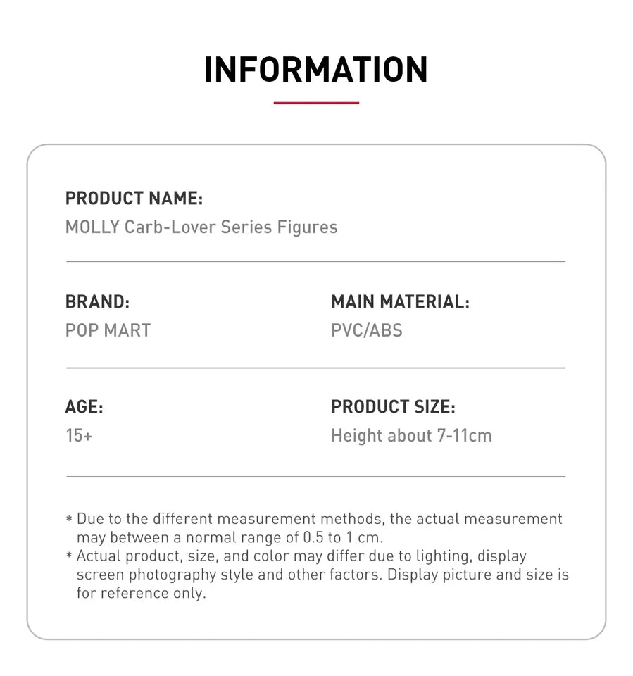 POP MART MOLLY Carb-Lover Series Figures Single Blind Box (Random)