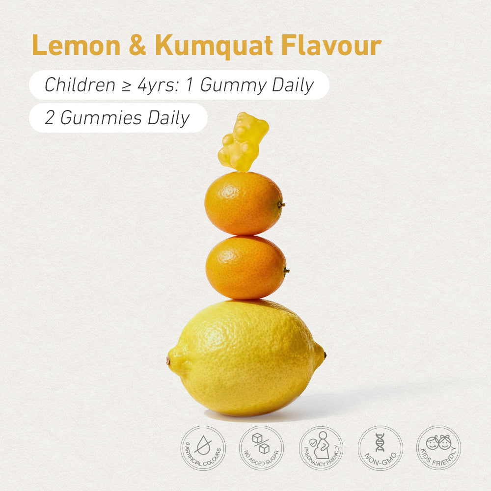 Teddi Lab by Unichi Omega-3 DHA Gummy 60 Gummies Lemon & Kumquat flavour and directions image