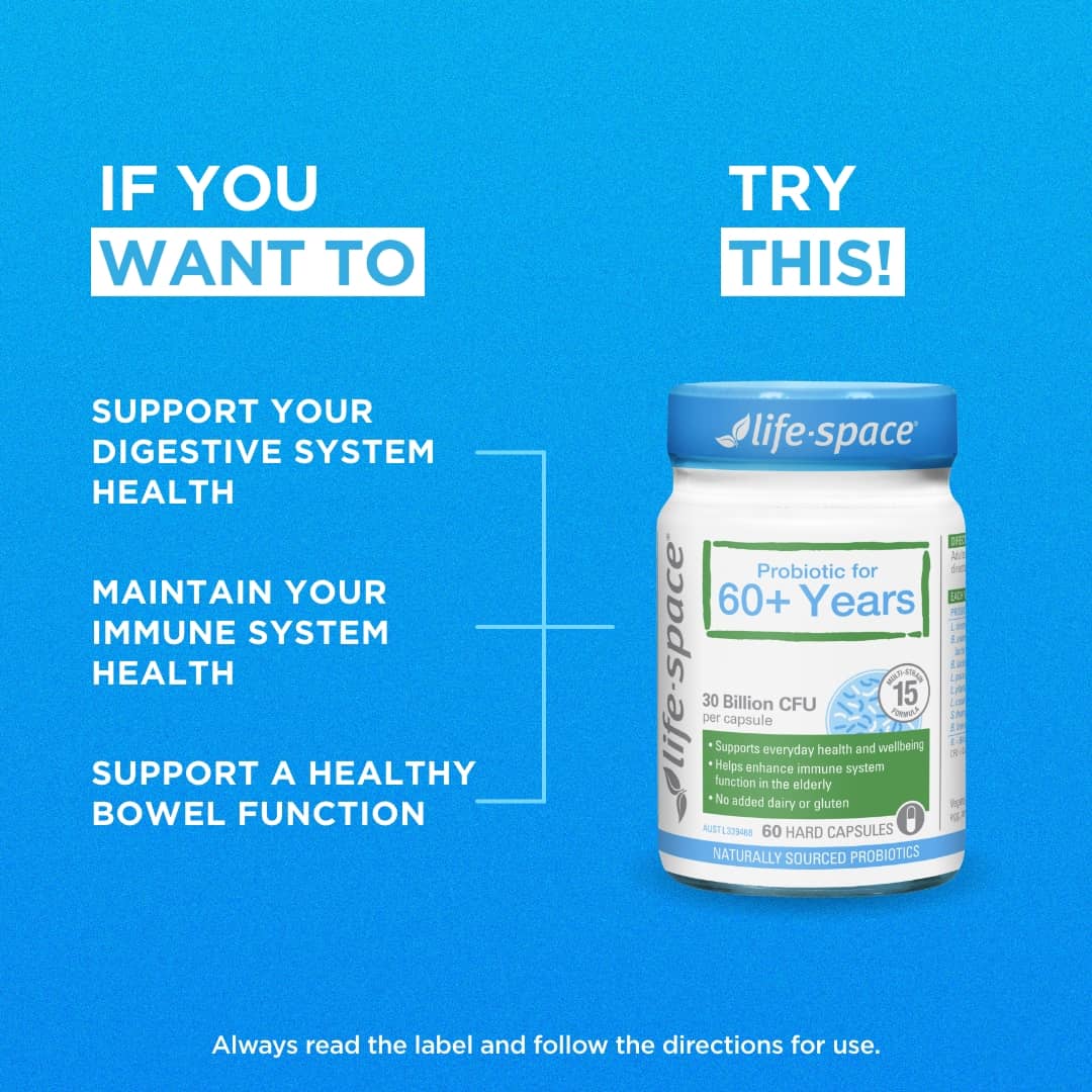 Life-Space Probiotic for 60+ Years key benefits information