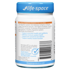 Life-Space Probiotic Powder for Children 60g product information and barcode label
