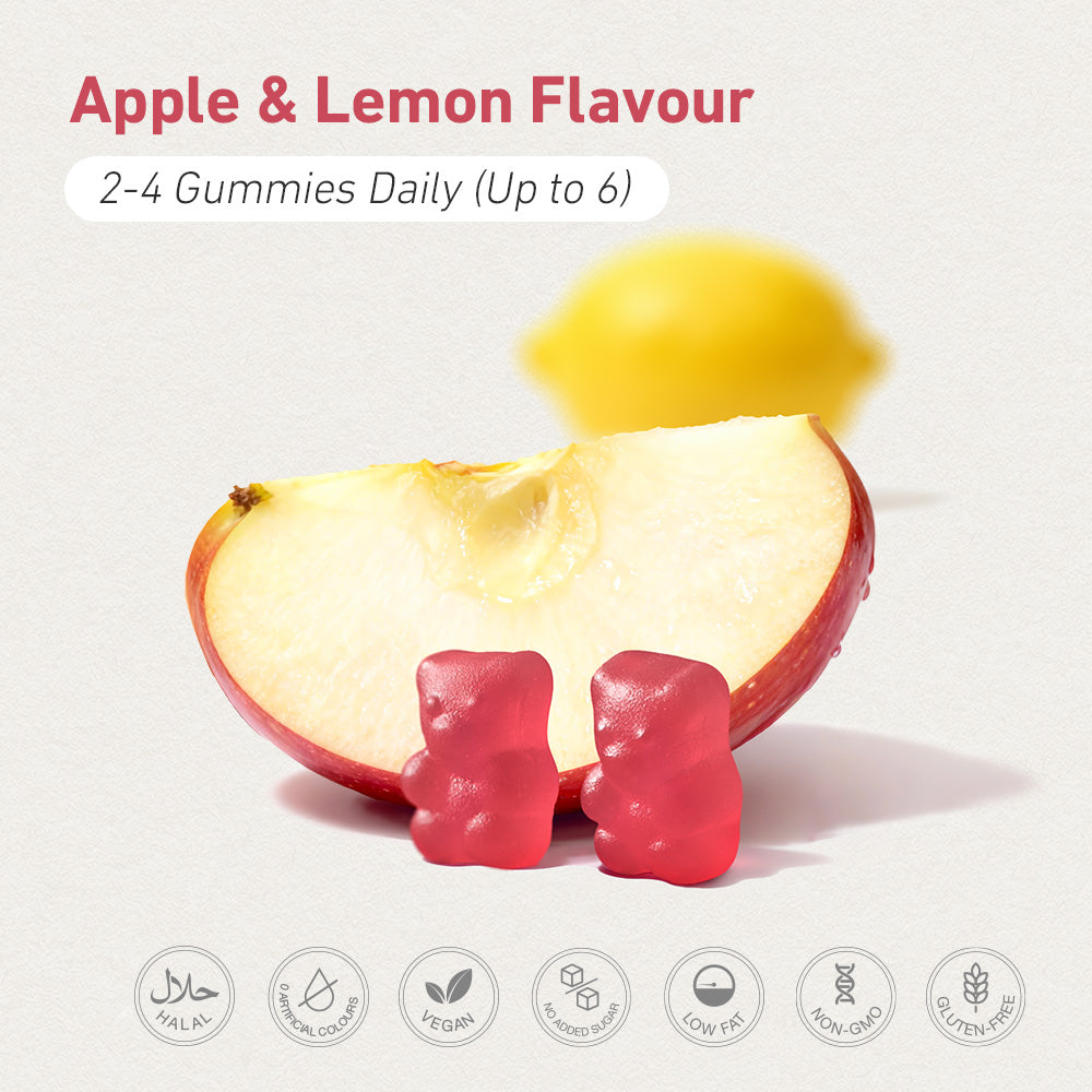 Teddi Lab by Unichi Apple Cider Vinegar Gummy 60 Gummies Apple & Lemon flavour and directions image