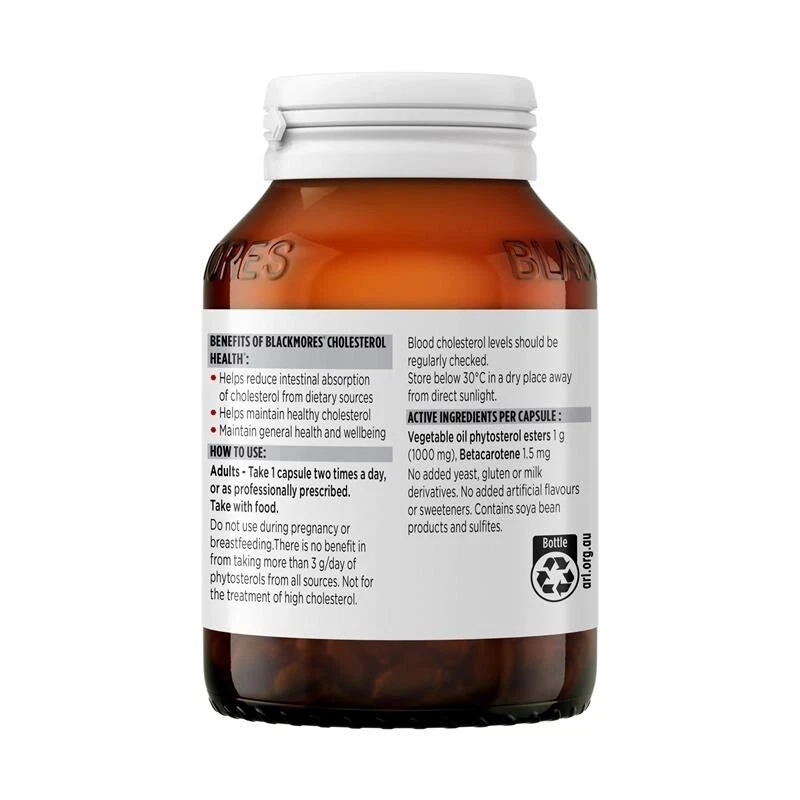 Blackmores Cholesterol Health 60 Capsules back label
