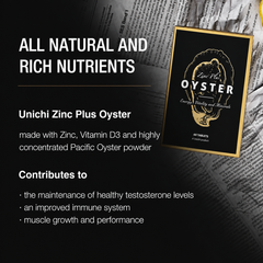 Unichi Zinc Plus Oyster with zinc vitamin D3 and Pacific oyster powder product information image