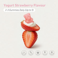 Teddi Lab by Unichi Calcium Vitamin D3 Gummy 60 Gummies Yogurt Strawberry flavour and directions image