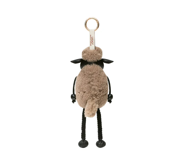 Australian Shepherd Fluffy Sheep Keyring Latte Back View
