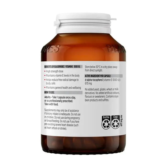 Blackmores Natural Vitamin E 1000IU 100 Capsules