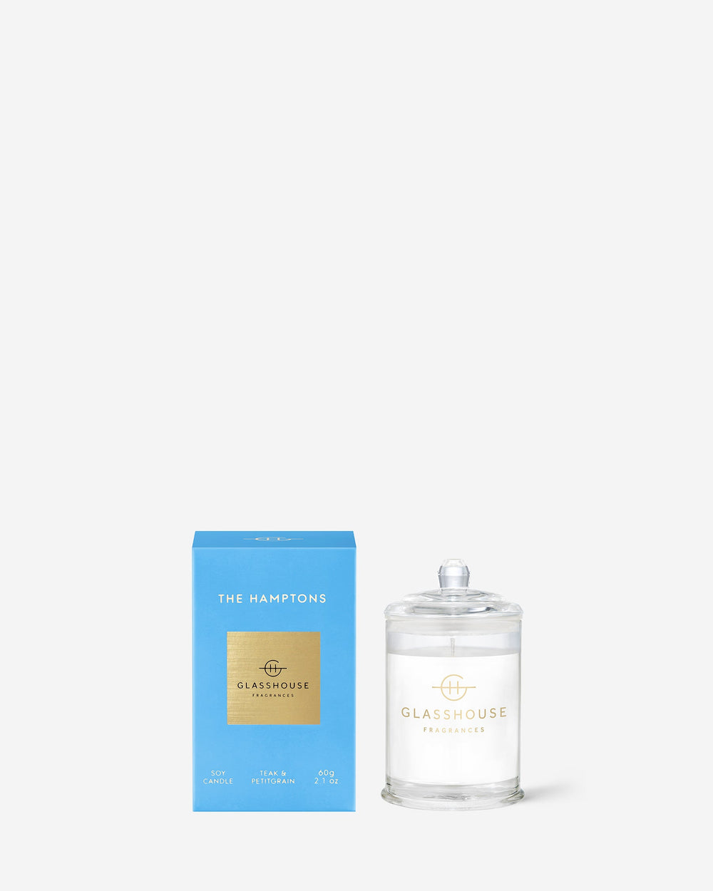 Glasshouse Fragrances The Hamptons 60g Scented Candle with packaging