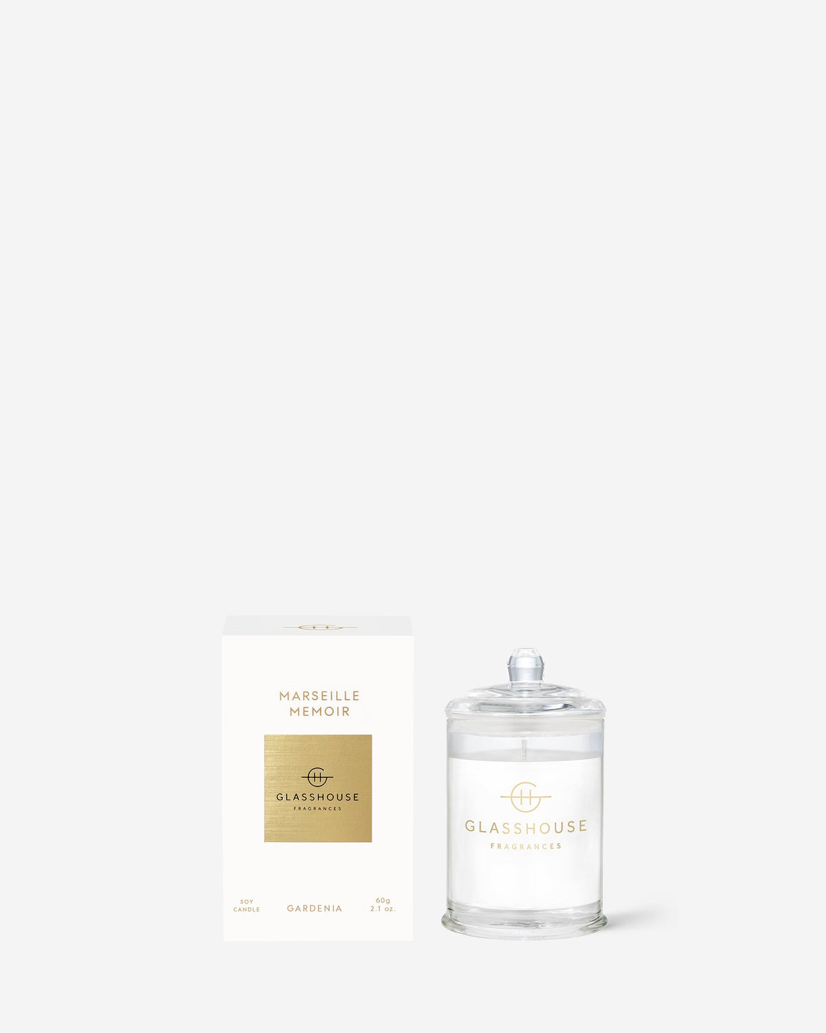 Glasshouse Fragrances Marseille Memoir 60g Scented Candle with packaging