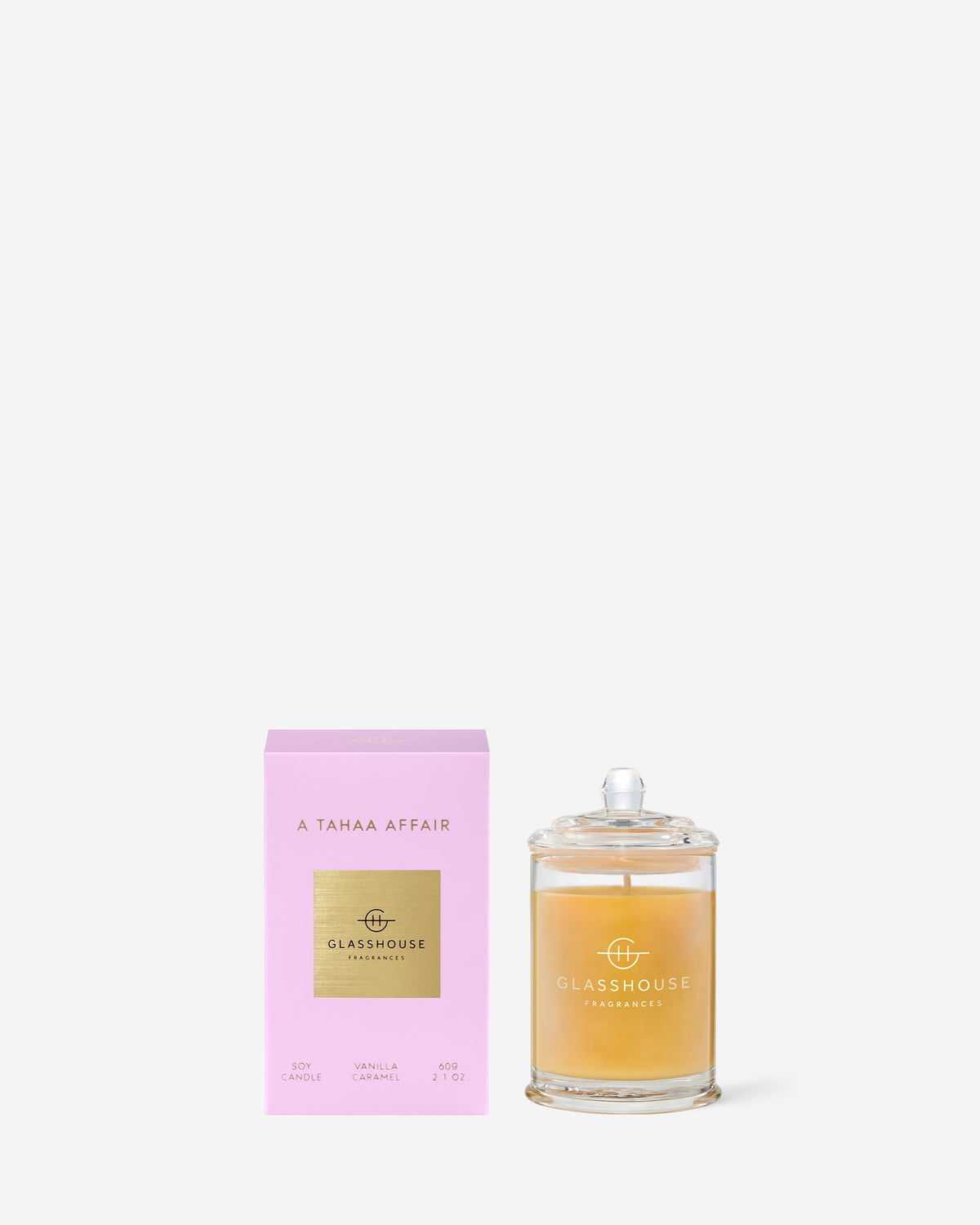 Glasshouse Fragrances A Tahaa Affair 60g Scented Candle with packaging