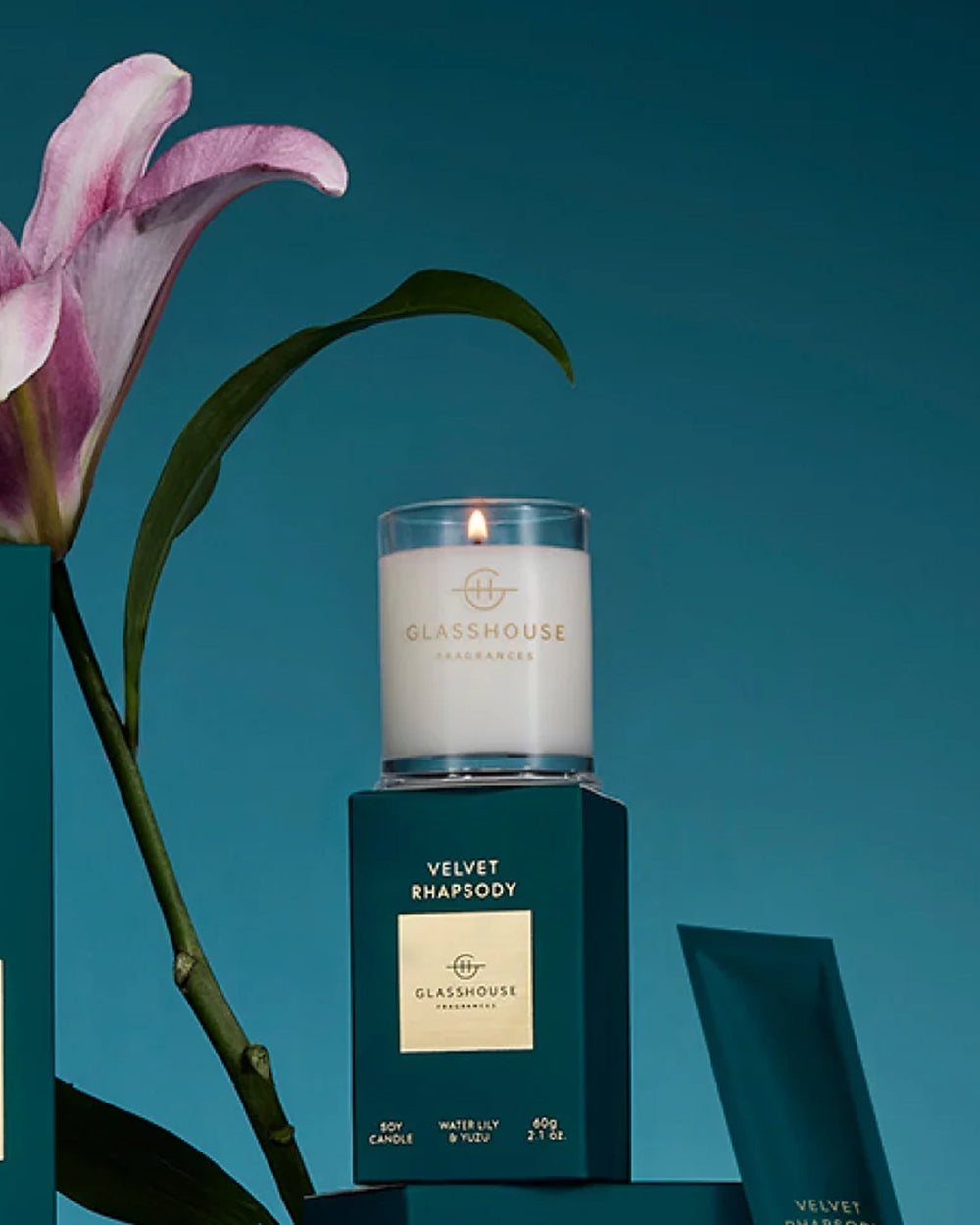 Glasshouse Fragrances Velvet Rhapsody 60g Scented Candle lifestyle image