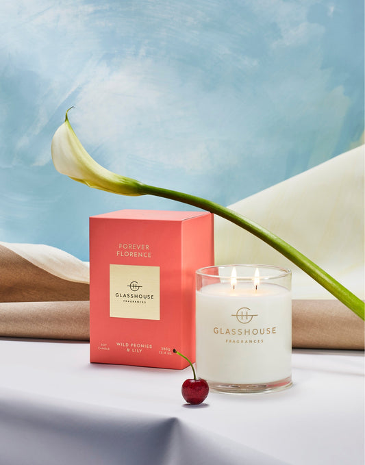 Glasshouse Fragrances Forever Florence 380g scented candle lifestyle image