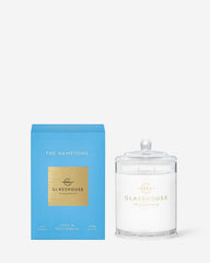 Glasshouse Fragrances The Hamptons 380g Teak & Petitgrain scented candle with packaging