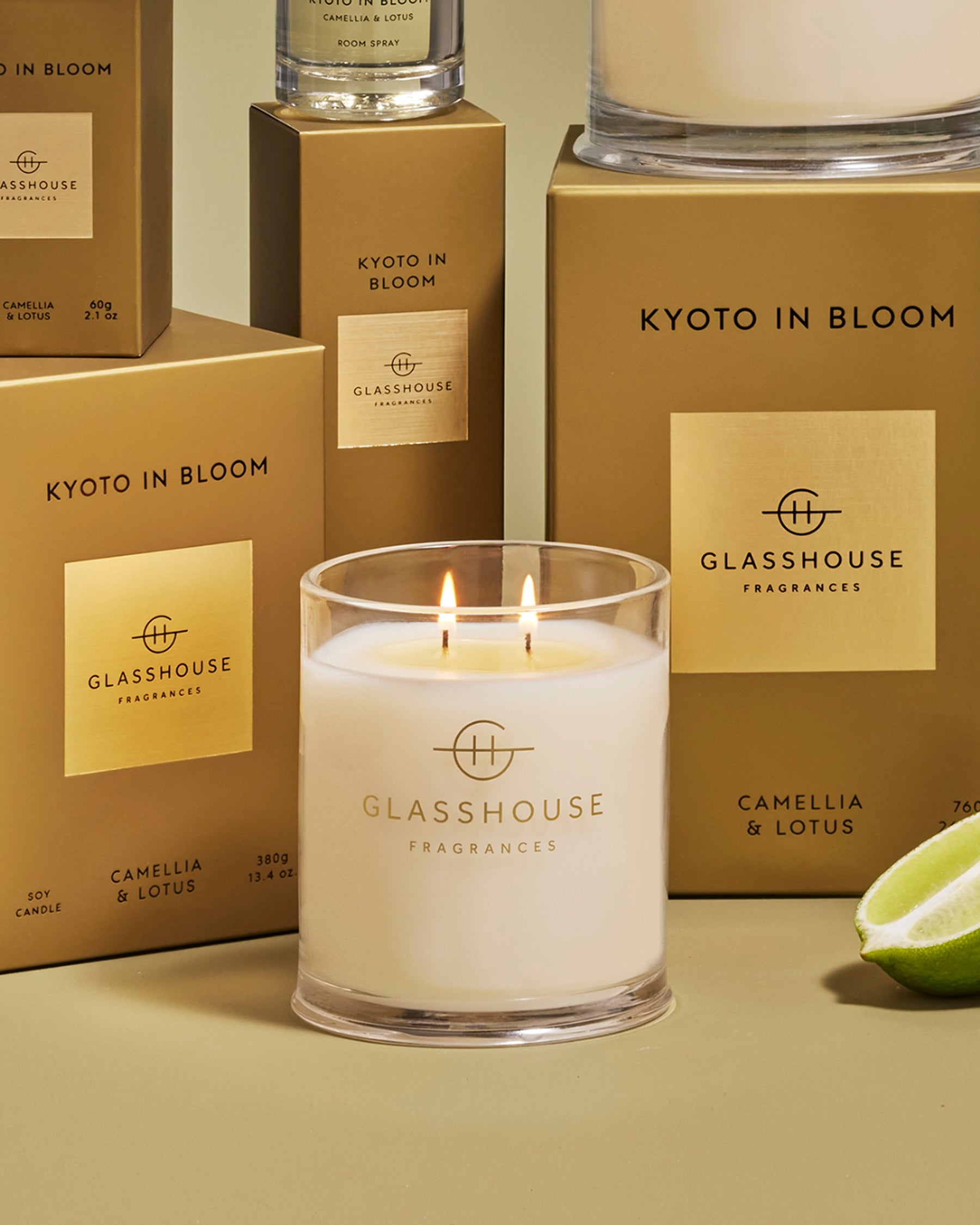Glasshouse Fragrances Kyoto in Bloom 380g scented candle lifestyle image